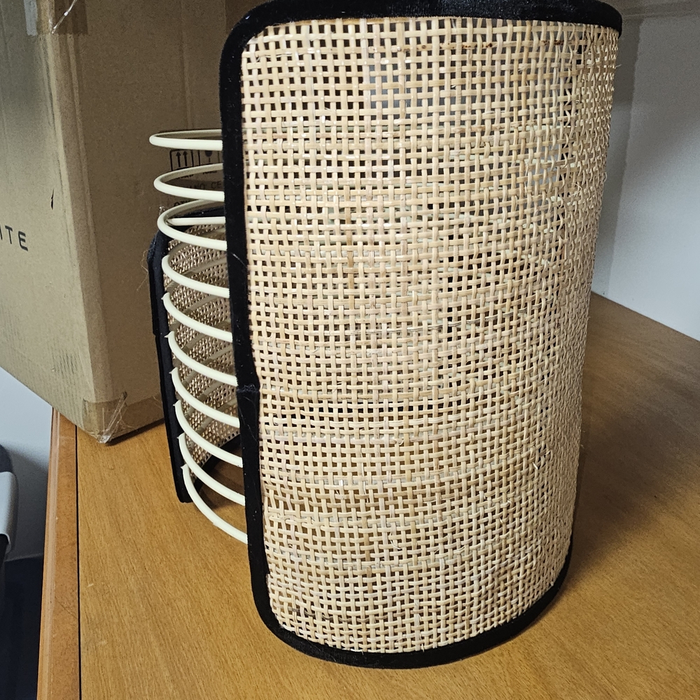 Mazal - 15.25 in. 1-Light Natural Bamboo Wicker Wall Sconce with black Velvet